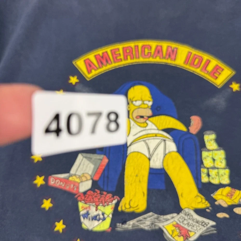 Vintage M&O T‎ Shirt Mens XL Blue Simpsons Homer American Idle Funny Cartoon